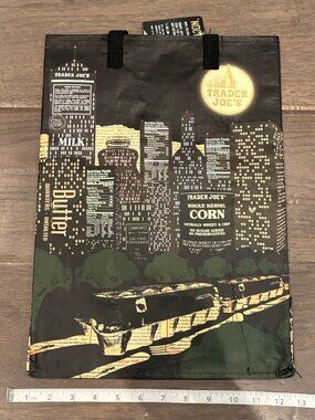 NWT Trader Joe's Unique Nocturne Reusable Shopping Tote Bag City Skyline Print